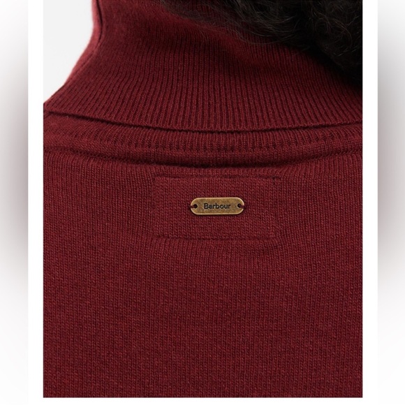 BARBOUR PENDLE ROLL COLLAR SWEATER. BURGUNDY, Size 8. Wool/Cotton. - Picture 2 of 10